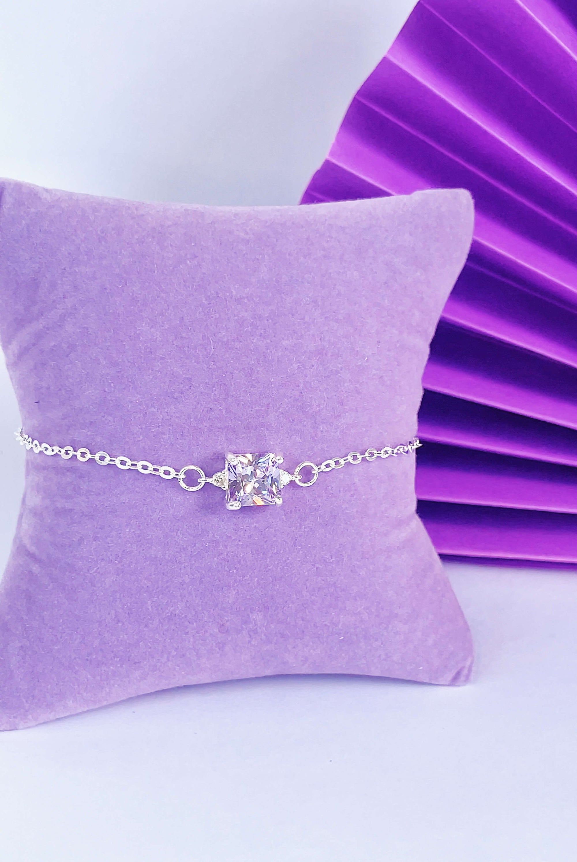 Pulseira Pedra Quadrada Lilás