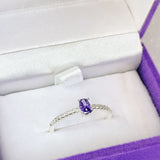 Anel Solitário Cravejado Lilás