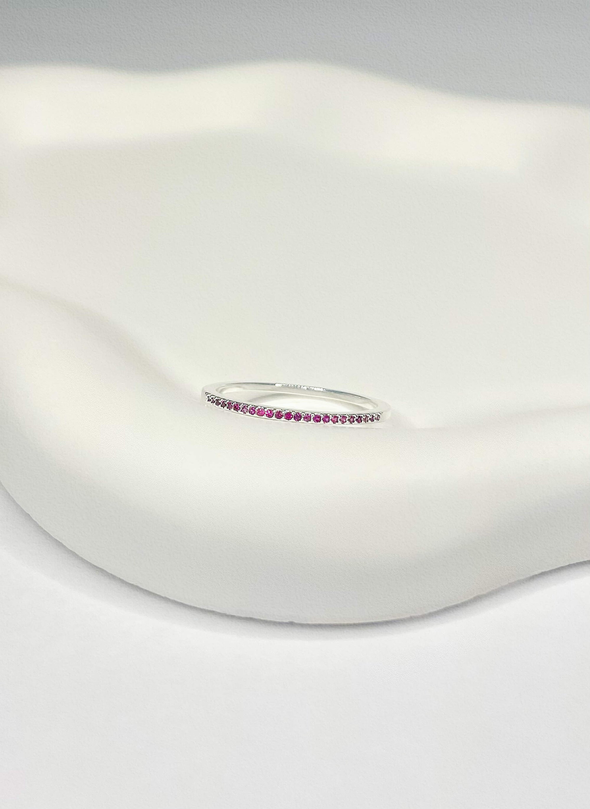 Anel Aparador Micro Zircônias Rosa