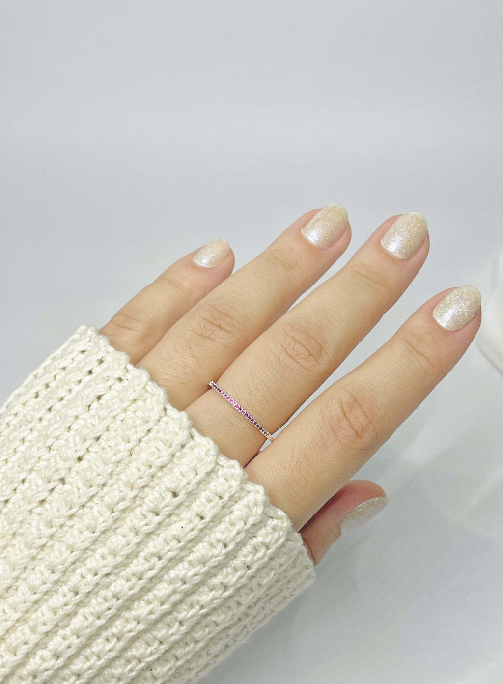 Anel Aparador Micro Zircônias Rosa