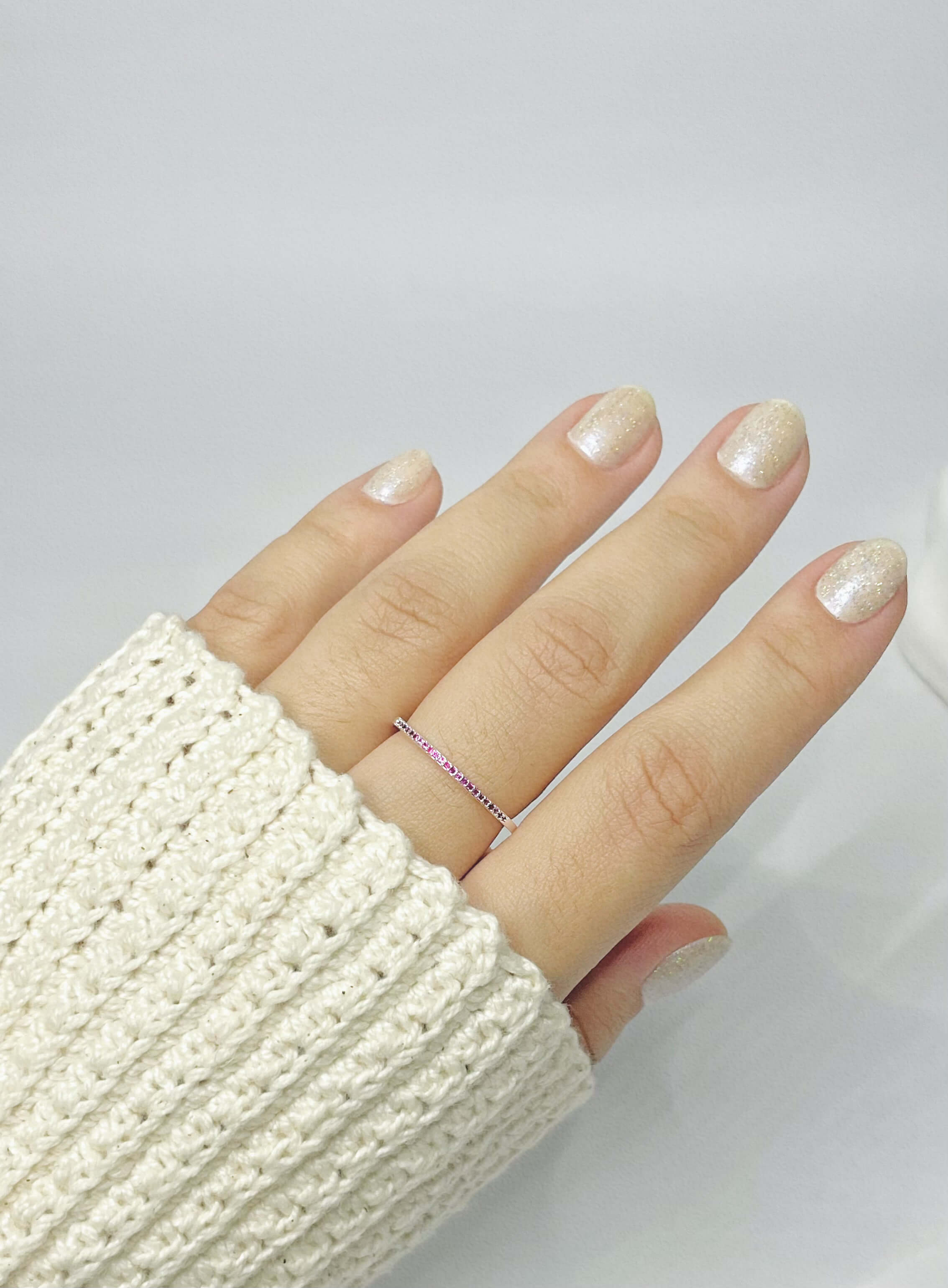 Anel Aparador Micro Zircônias Rosa