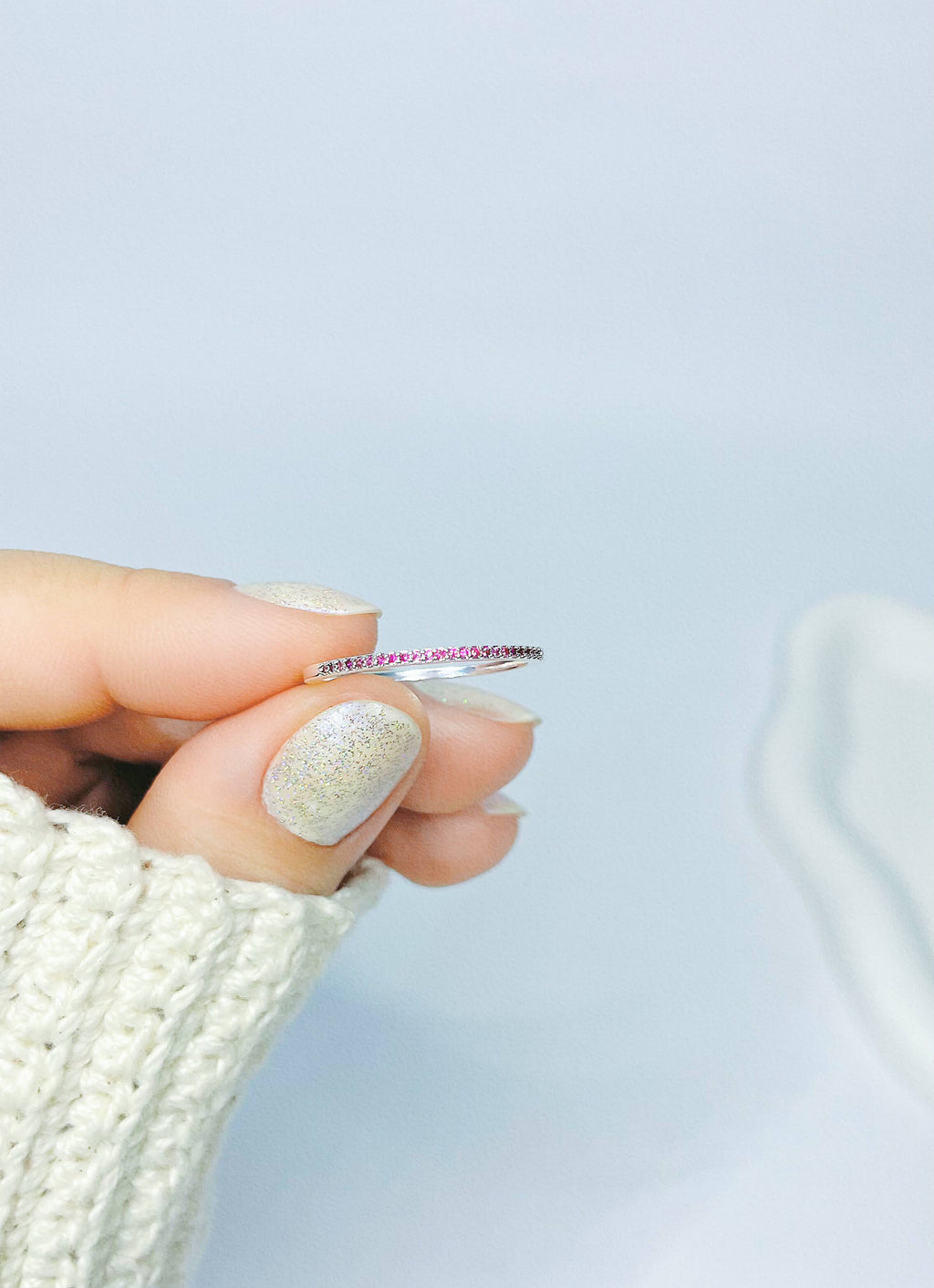 Anel Aparador Micro Zircônias Rosa