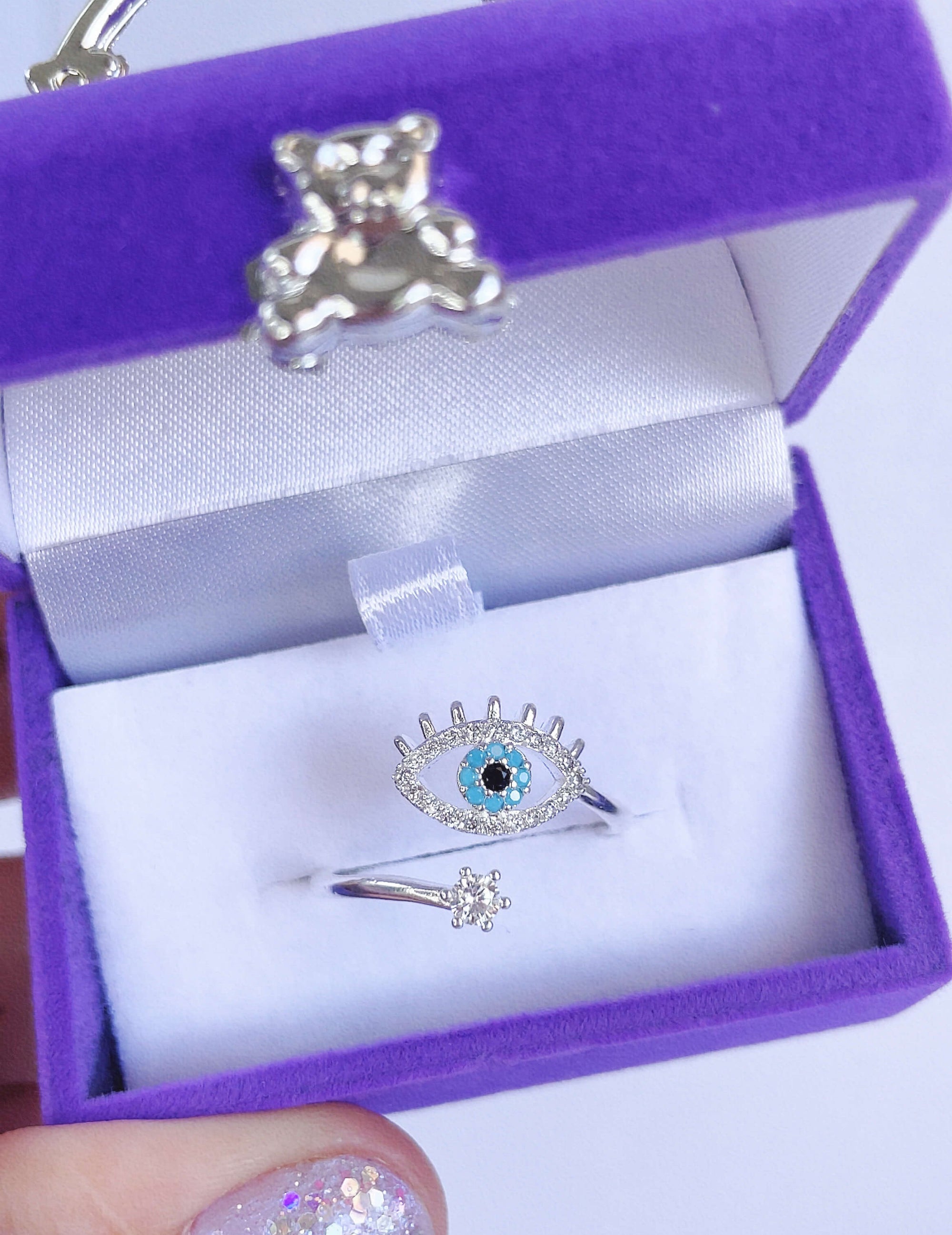 Anel Olho Grego Cravejado Regulável