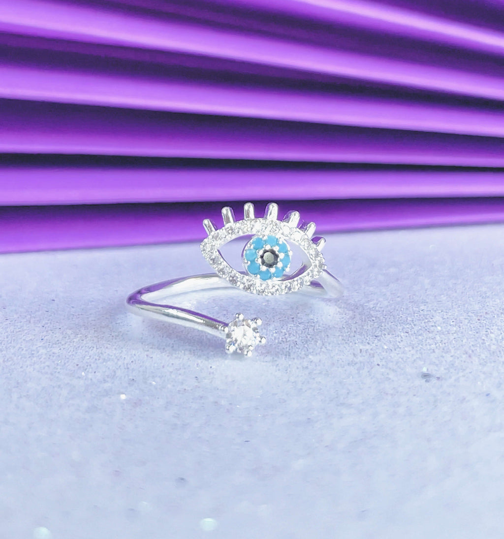 Anel Olho Grego Cravejado Regulável