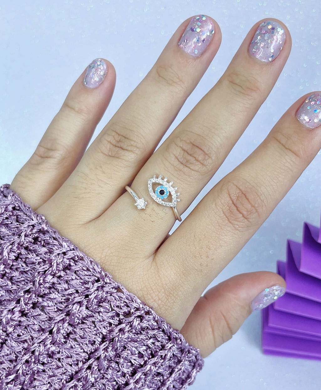 Anel Olho Grego Cravejado Regulável