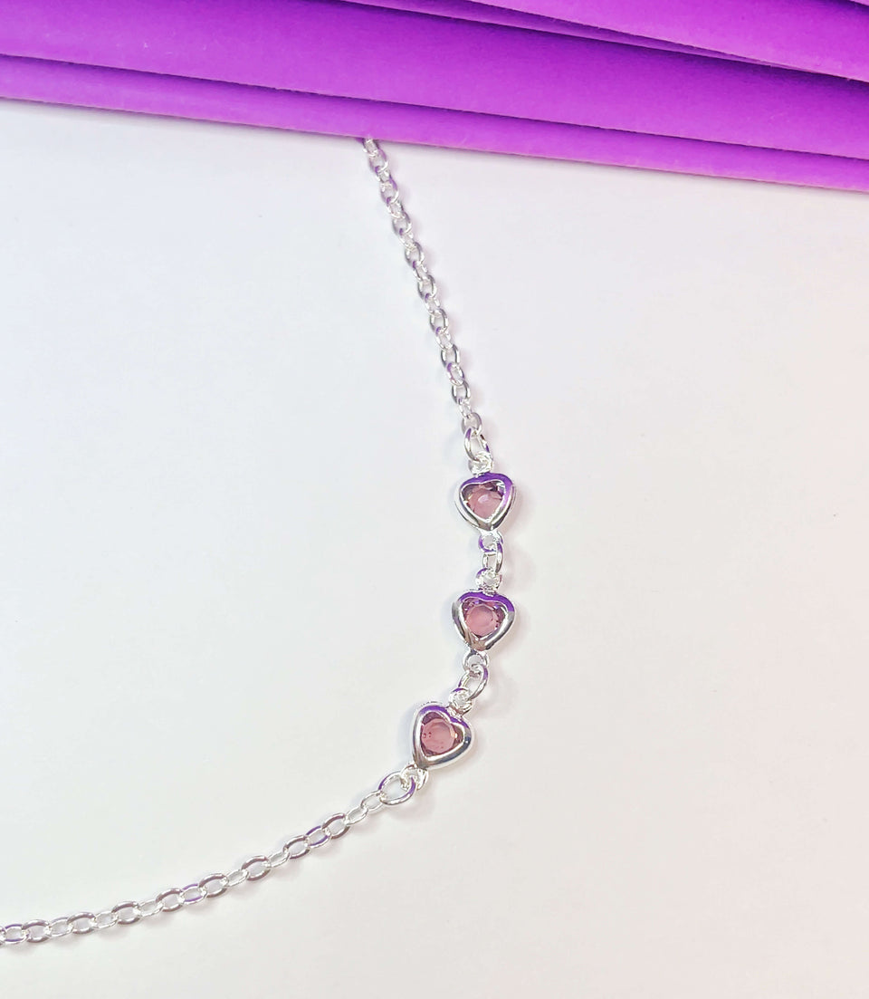 Tornozeleira 3 Corações (Rosa)