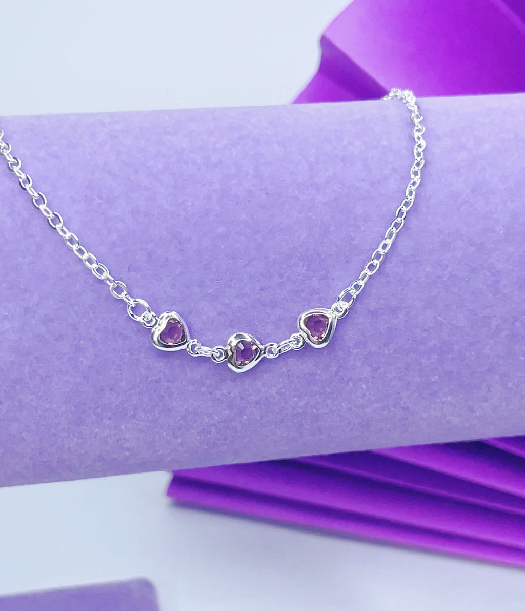 Tornozeleira 3 Corações (Rosa)