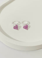 Argolinha Coração Cravejado Fucsia