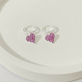 Argolinha Coração Cravejado Fucsia