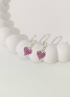 Argolinha Coração Cravejado Fucsia