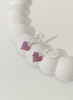 Argolinha Coração Cravejado Fucsia