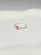 Anel Pedra Retangular Fucsia