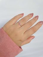 Anel Pedra Retangular Fucsia