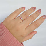 Anel Pedra Retangular Fucsia