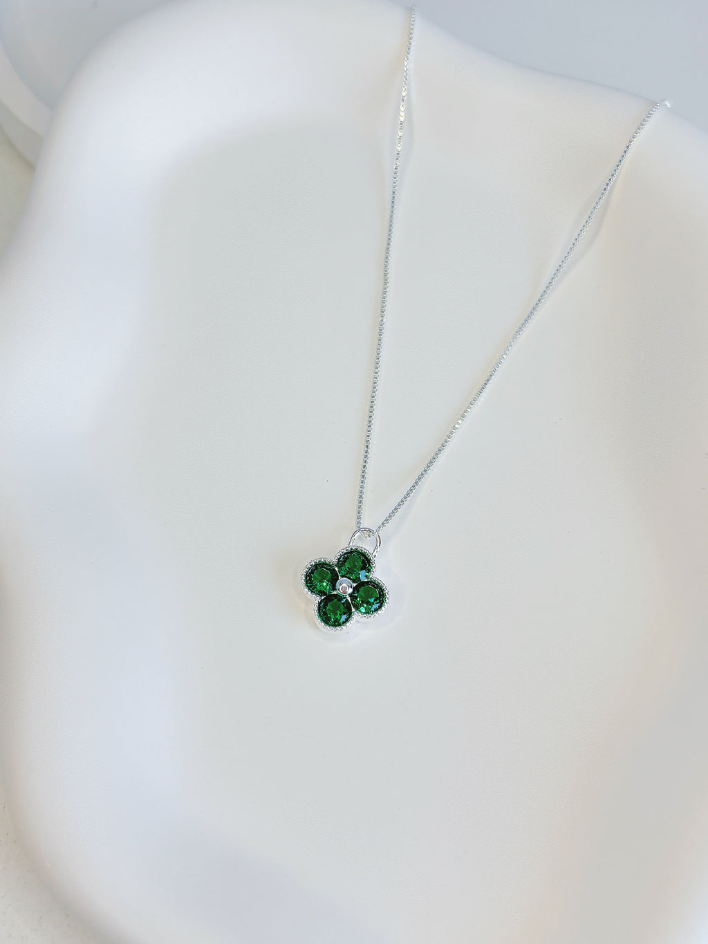 Colar Trevo Zircônia Verde