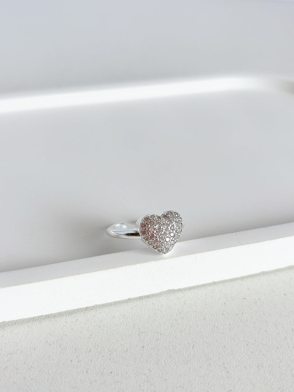 Anel Regulável Coração Cravejado