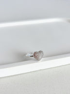 Anel Regulável Coração Cravejado