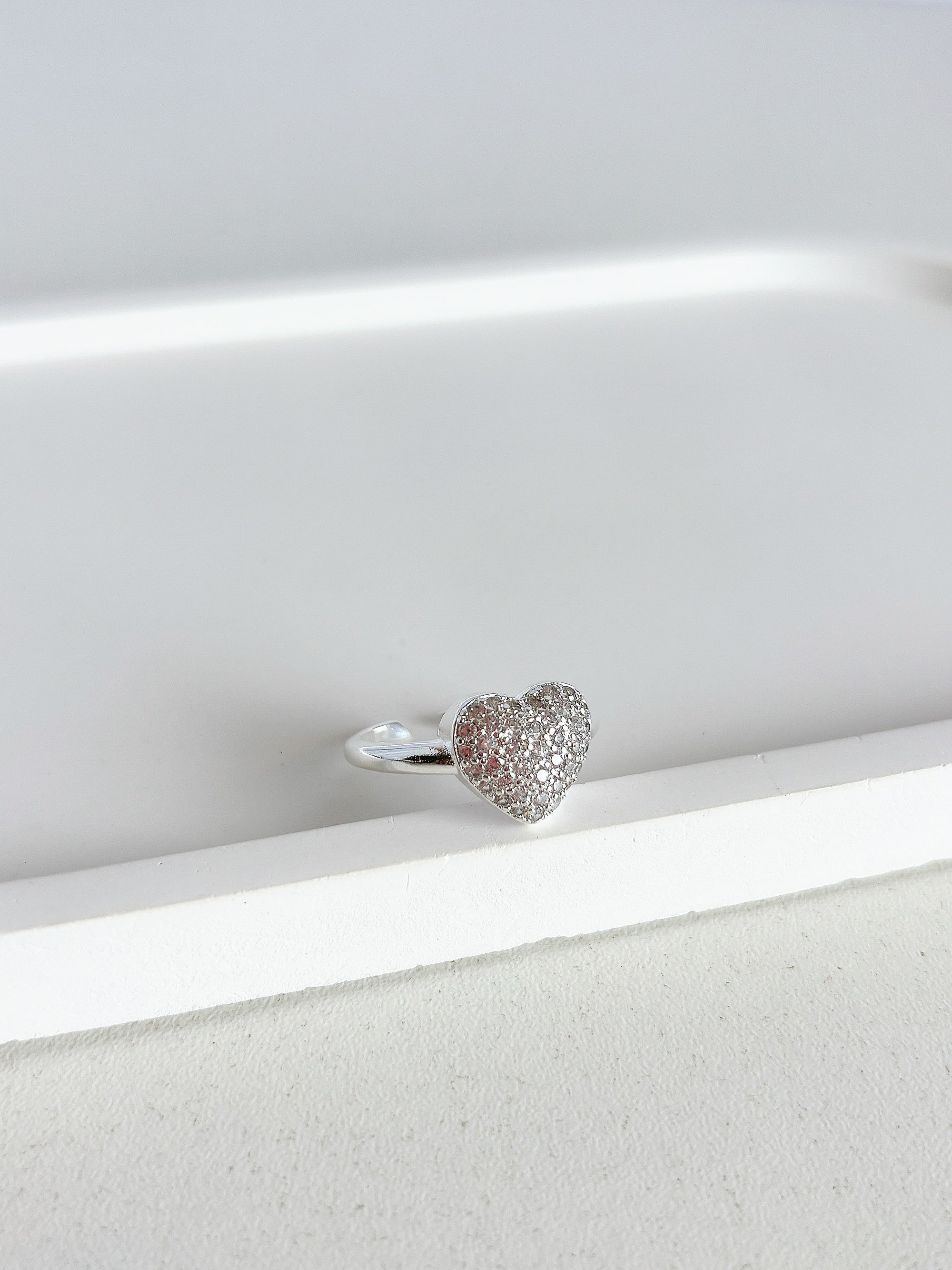 Anel Regulável Coração Cravejado