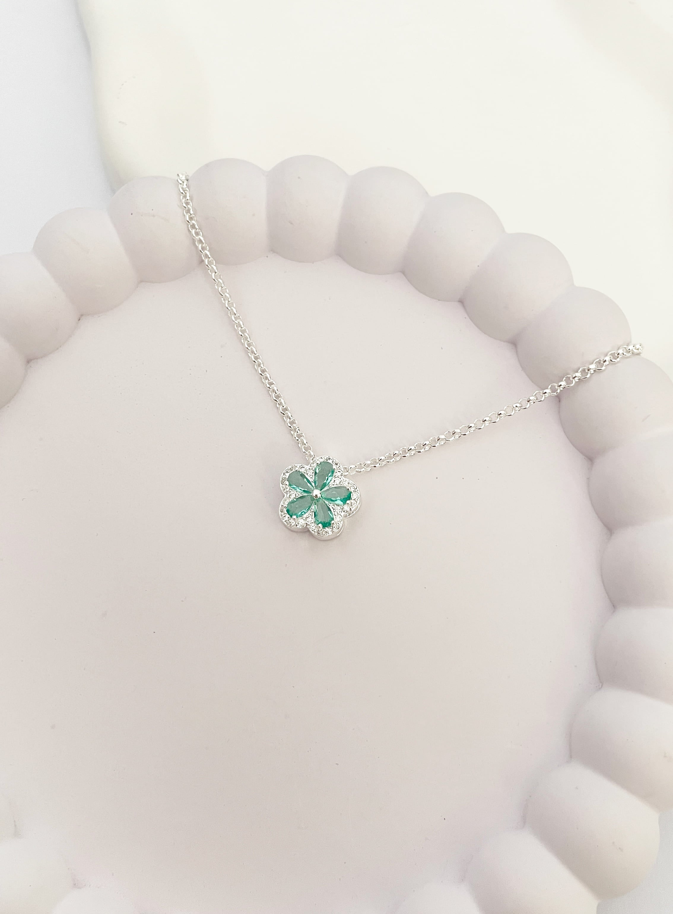 Pulseira Flor Acqua Cravejada