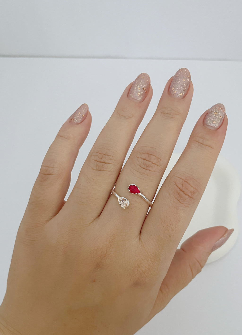 Anel Regulável Gotas Pink