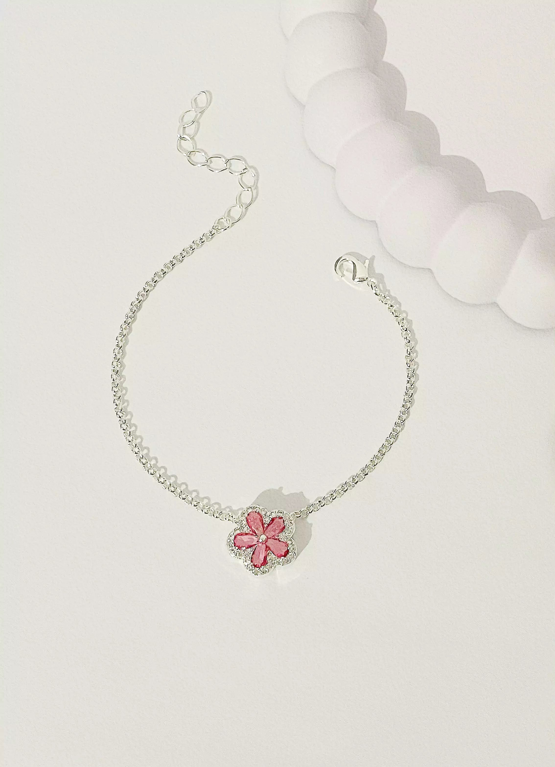 Pulseira Flor Fucsia Cravejada